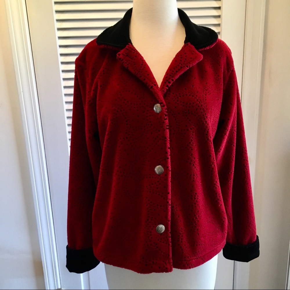 Coldwater Creek Ultra Soft Plush Red Jacket